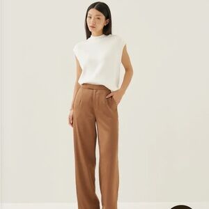 Brown satin wide pants